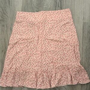 Brandy Melville Pink Floral Mini Skirt